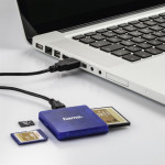 Hama multi čítačka kariet USB 2.0, SD/microSD/CF, modrá