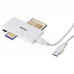 Hama USB 3.0 multi čítačka kariet, SD/micro SD, CF, MS, biela