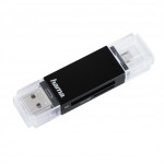 Hama USB 2.0 OTG čítačka kariet Basic, SD/microSD, čierna