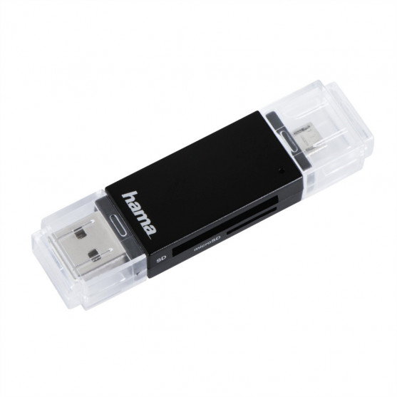 Hama USB 2.0 OTG čítačka kariet Basic, SD/microSD, čierna