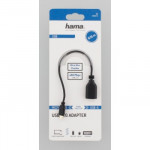 Hama redukcia micro USB na USB-A (OTG), Flexi-Slim, obojstranný konektor, 15 cm, čierna