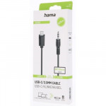 Hama audio adaptérový kábel USB-C na jack 3,5 mm, aktívny, 0,75 m
