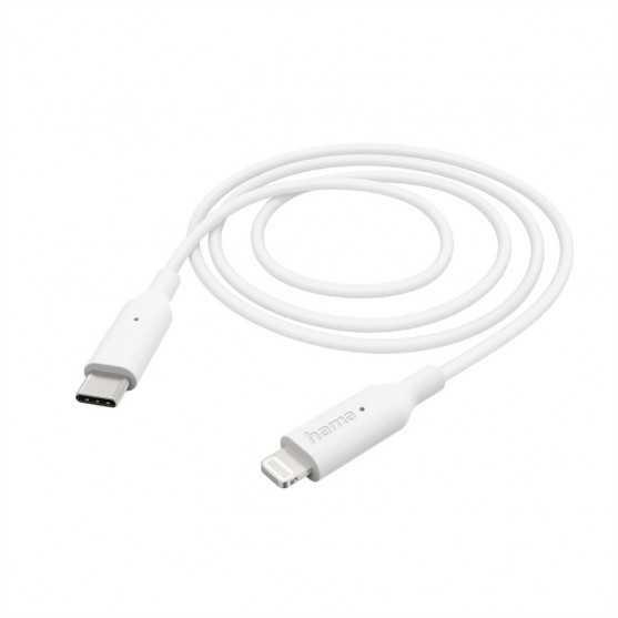 Hama MFi USB-C Lightning kábel pre Apple, 1 m, biely