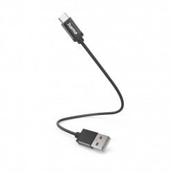Hama kábel USB-C 2.0 typ A-C 0,2 m, opletený, čierny