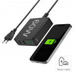 Hama rýchla stolná USB nabíjačka so stojančekom, 2x USB-C PD/QC, 2x USB-A, 60 W