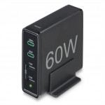 Hama rýchla stolná USB nabíjačka so stojančekom, 2x USB-C PD/QC, 2x USB-A, 60 W