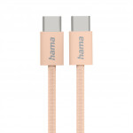 Hama USB-C 2.0 kábel Fabric, 1 m, opletený, oranžový