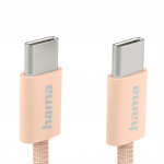 Hama USB-C 2.0 kábel Fabric, 1 m, opletený, oranžový