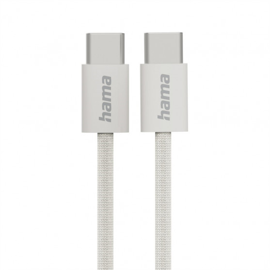 Hama USB-C 2.0 kábel Fabric, 1 m, opletený, béžový