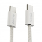 Hama USB-C 2.0 kábel Fabric, 1 m, opletený, béžový