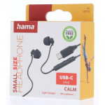 Hama USB-C slúchadlá s mikrofónom Calm, mini štuple, čierne