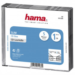 Hama CD Slim Box, obal na 1 cd/dvd, priehľadný/čierny, balenie 5 ks (cena za balenie)