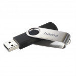 Hama USB 2.0 Flash Drive Rotate, 16 GB, 10 MB/s, čierna/strieborná