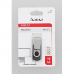Hama USB 2.0 Flash Drive Rotate, 16 GB, 10 MB/s, čierna/strieborná