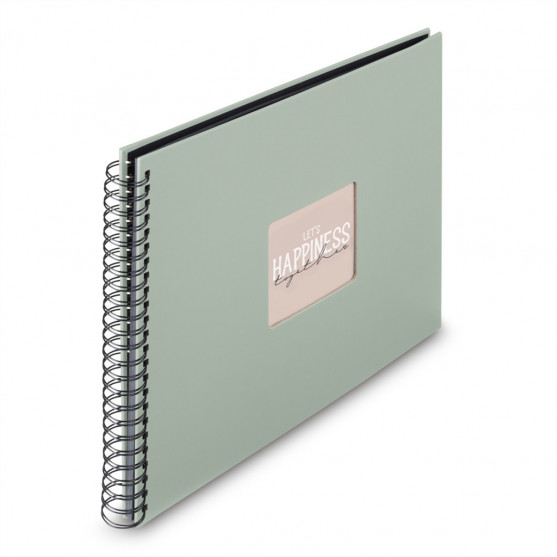 Hama album klasický špirálový FINE ART 36x32 cm, 50 strán, sage, čierne listy